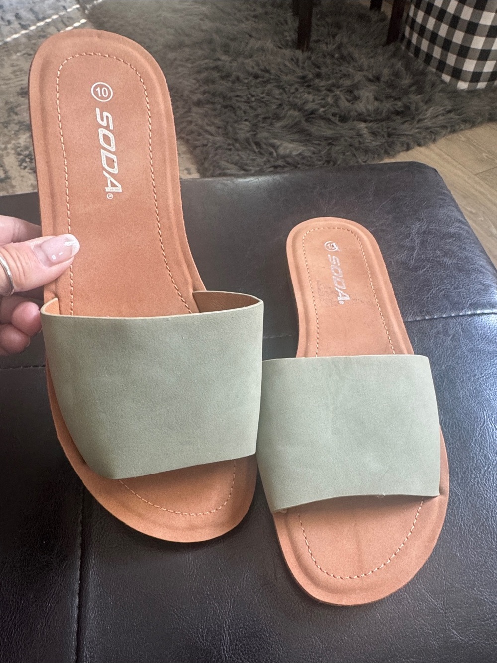 SODA Women's Sage Green Slide Sandals - Slip-On Casual